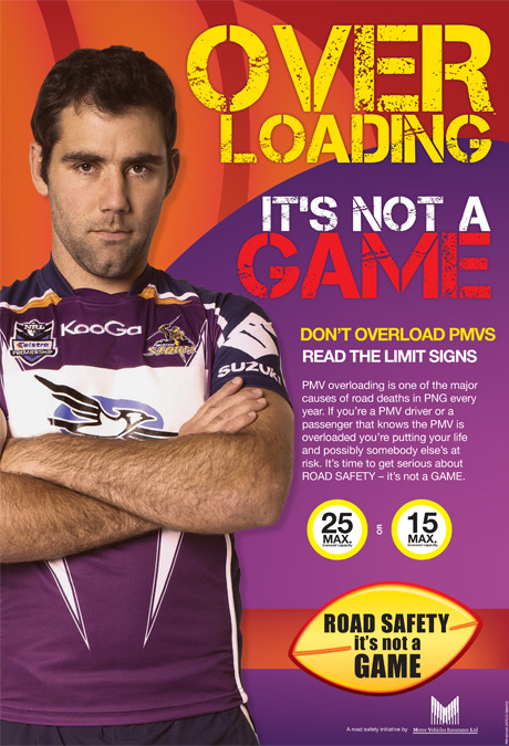 Campaign artwork featuring footballer Cameron Smith, captain of the Australian National Team, Queensland Representative Team, and Melbourne Storm.
