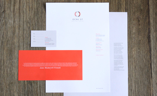 Brand marketing agency. Letterhead, follower, appointment card, and compliments slip.
