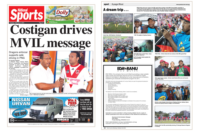 A print run in PNG’s leading national paper, the Post Courier.